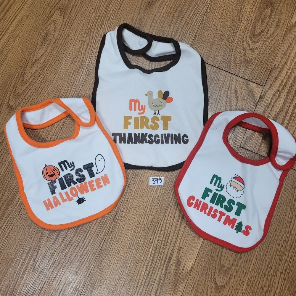 My First Fall Holiday Bibs Carter's Set Of 3 Halloween Thanksgiving Christmas